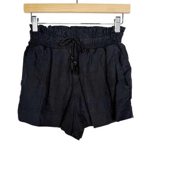 Abercrombie & Fitch Womens XSmall XS Black Linen Blend Tie Waist Shorts Casual - Picture 1 of 6